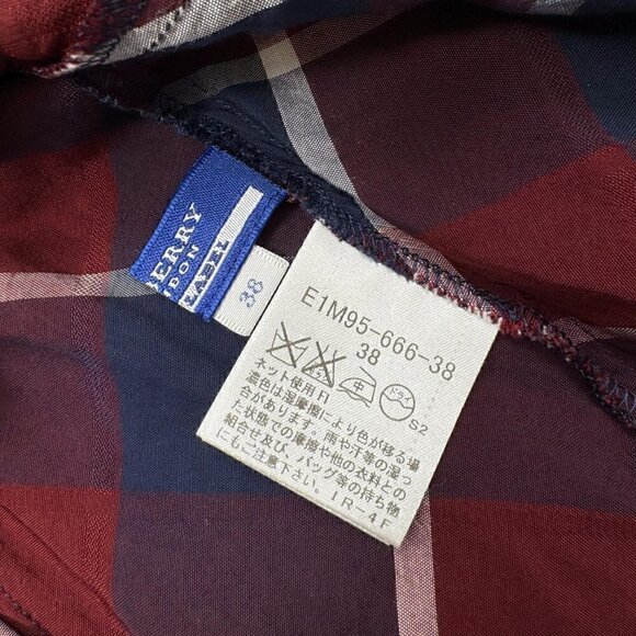 Burberry Blue Label Women's Red Check Ruffle Blouse - Size 38 (US XS-S) - Picture 5 of 9